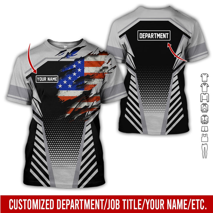Personalized Name And Flag Workwear Style All Over Printed Clothes ND685