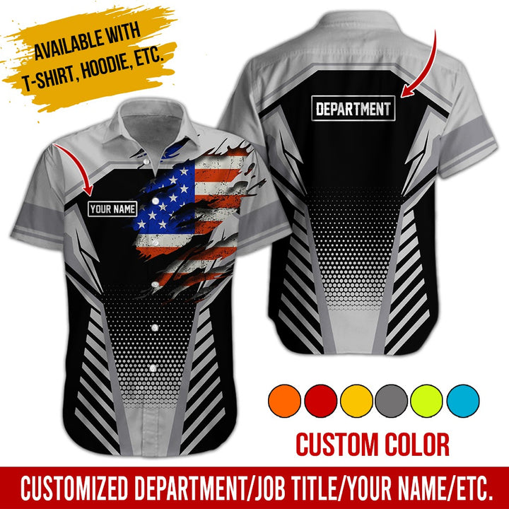 Personalized Name And Flag Workwear Style All Over Printed Clothes ND685