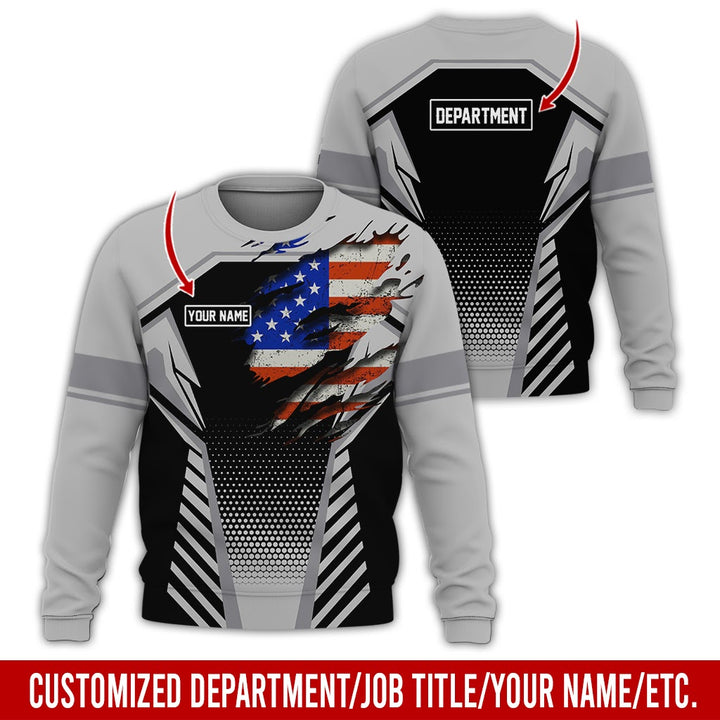 Personalized Name And Flag Workwear Style All Over Printed Clothes ND685