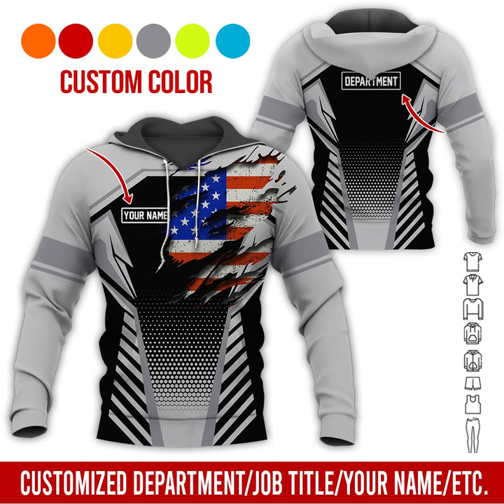 Personalized Name And Flag Workwear Style All Over Printed Clothes ND685