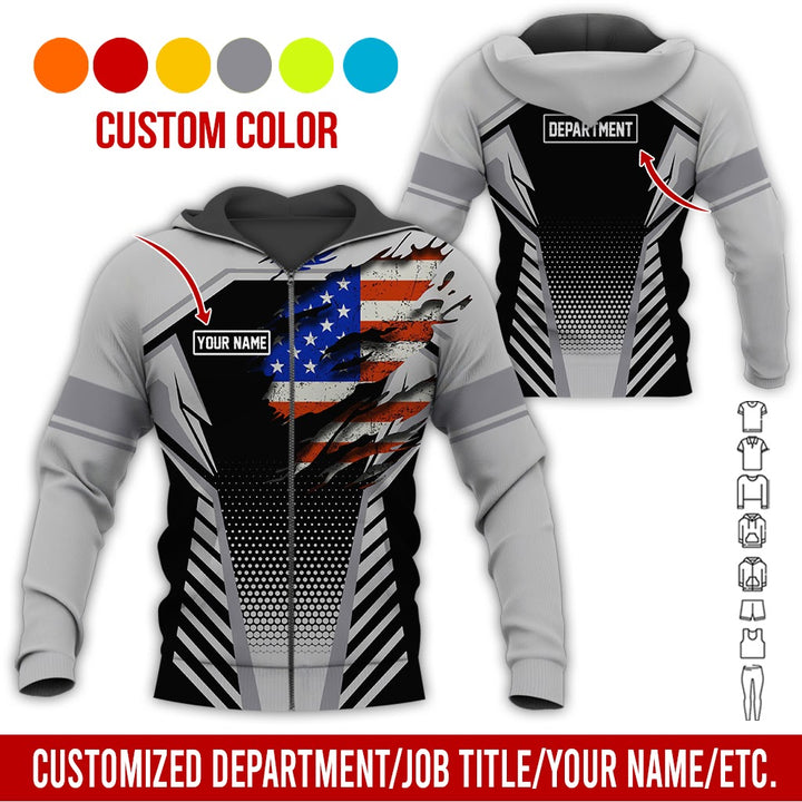 Personalized Name And Flag Workwear Style All Over Printed Clothes ND685