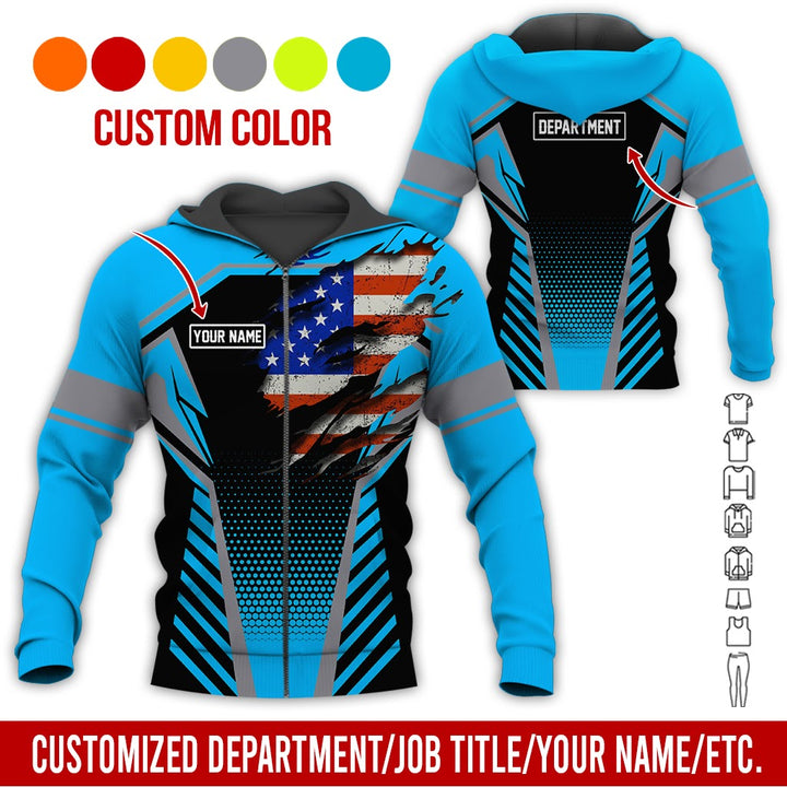Personalized Name And Flag Workwear Style All Over Printed Clothes ND685