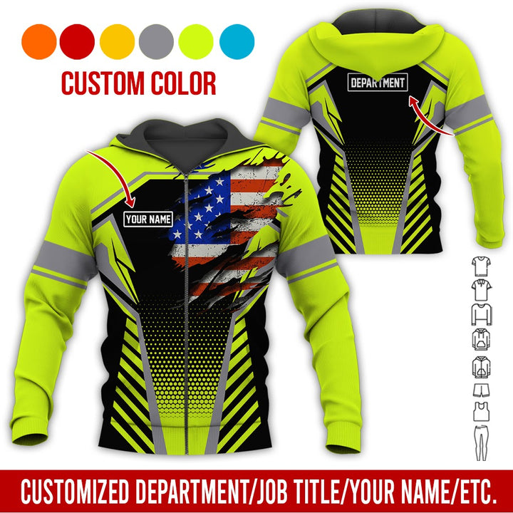 Personalized Name And Flag Workwear Style All Over Printed Clothes ND685