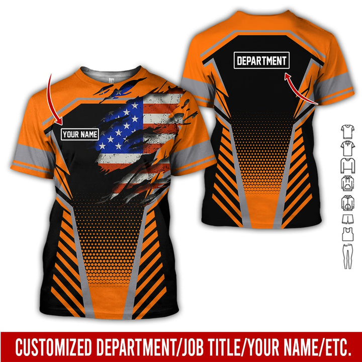 Personalized Name And Flag Workwear Style All Over Printed Clothes ND685