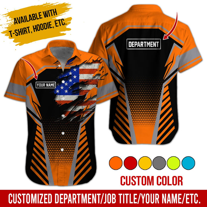 Personalized Name And Flag Workwear Style All Over Printed Clothes ND685