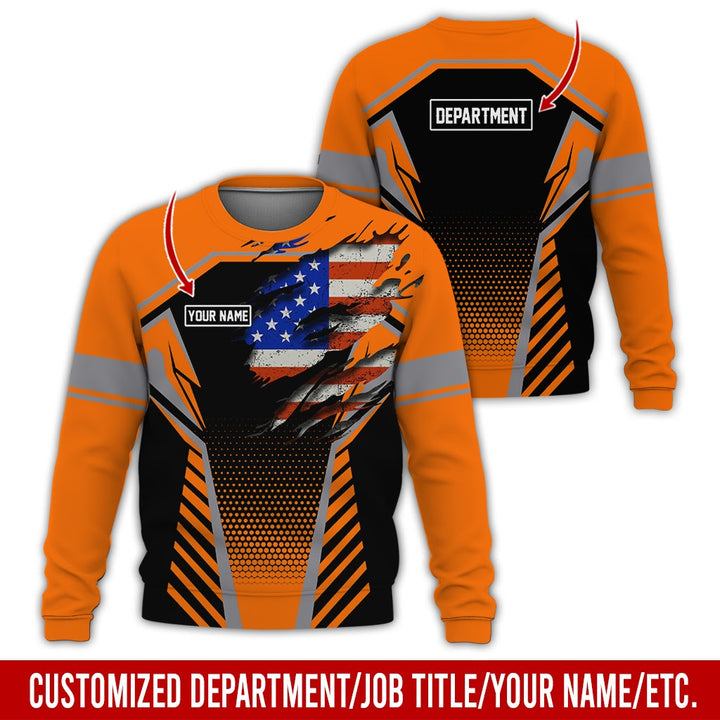 Personalized Name And Flag Workwear Style All Over Printed Clothes ND685