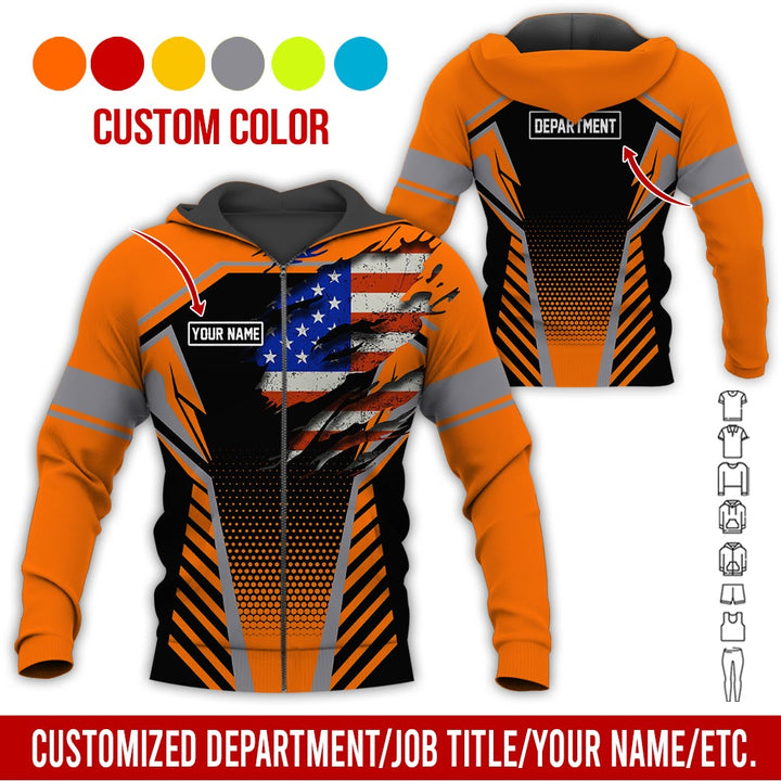 Personalized Name And Flag Workwear Style All Over Printed Clothes ND685