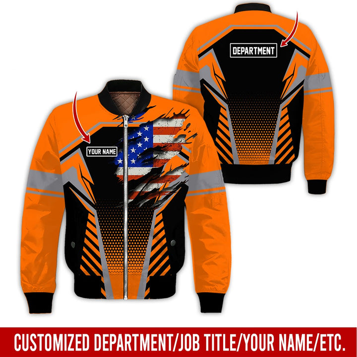 Personalized Name And Flag Workwear Style All Over Printed Clothes ND685