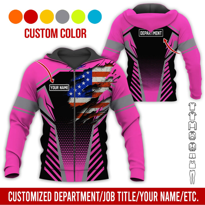 Personalized Name And Flag Workwear Style All Over Printed Clothes ND685