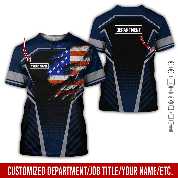 Personalized Name And Flag Workwear Style All Over Printed Clothes ND685