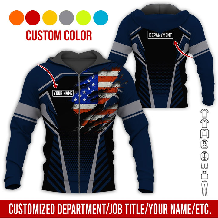 Personalized Name And Flag Workwear Style All Over Printed Clothes ND685