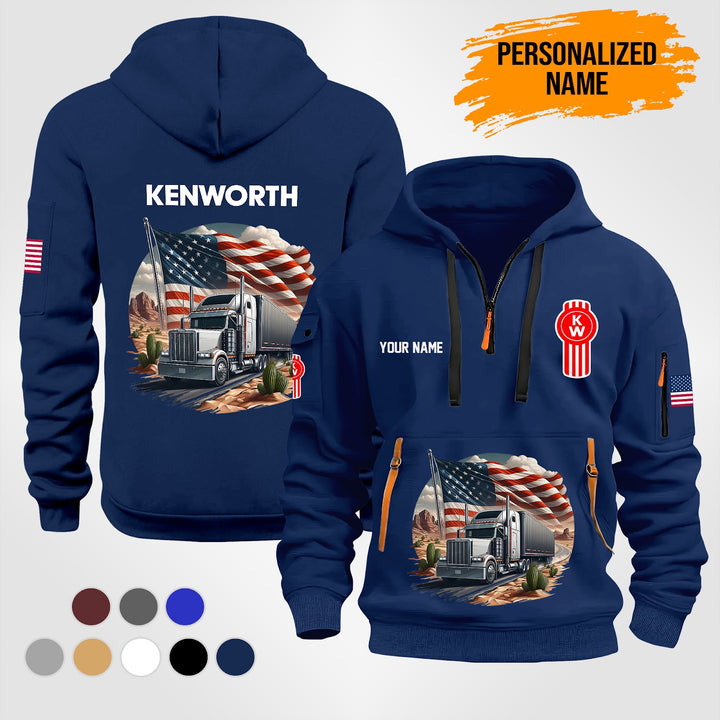 Customized Name And Color Truck Driver Uniform Quarter Zip Hoodie PU165