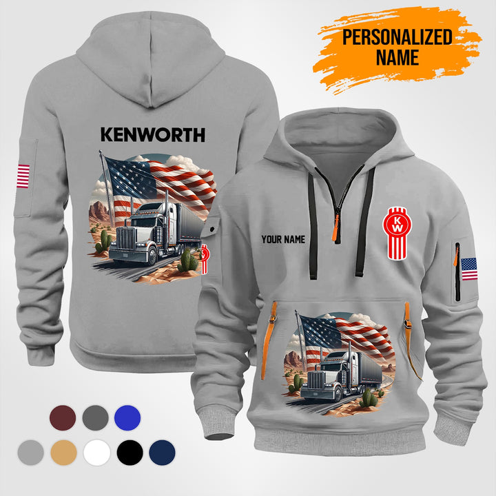 Customized Name And Color Truck Driver Uniform Quarter Zip Hoodie PU165