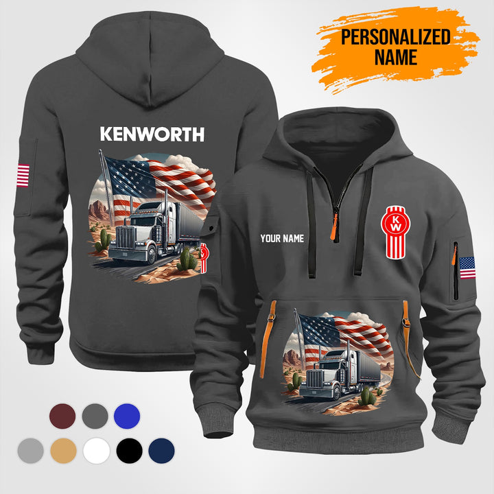 Customized Name And Color Truck Driver Uniform Quarter Zip Hoodie PU165