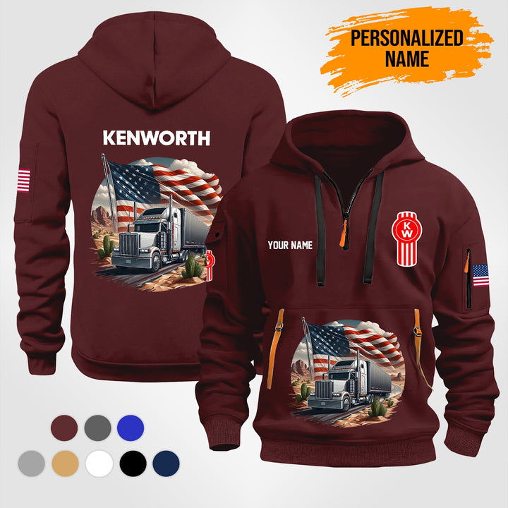 Customized Name And Color Truck Driver Uniform Quarter Zip Hoodie PU165