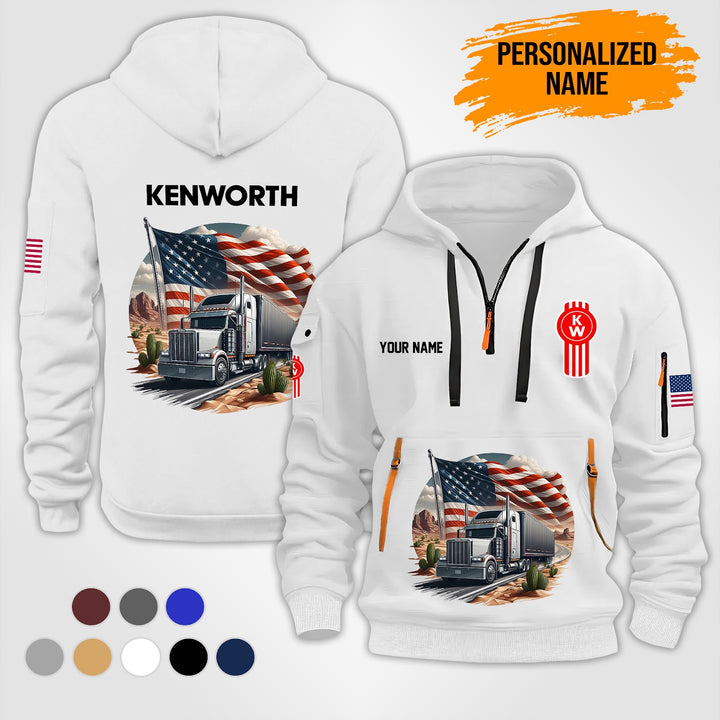 Customized Name And Color Truck Driver Uniform Quarter Zip Hoodie PU165