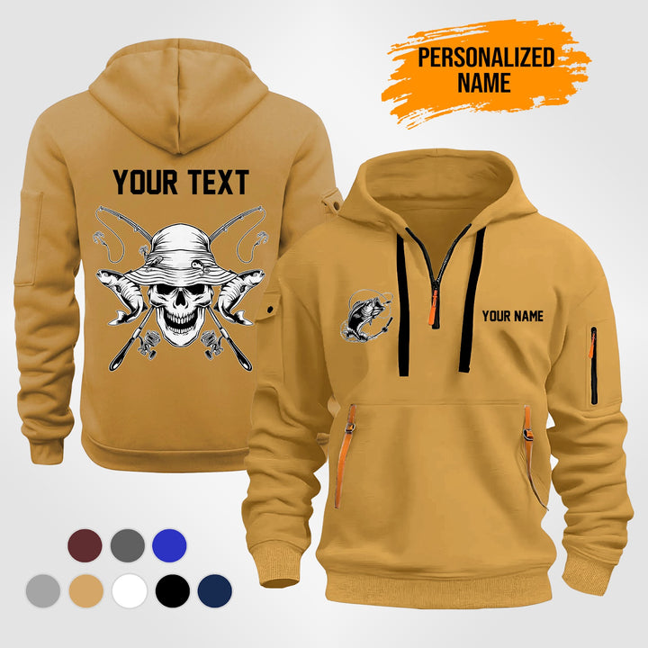 Personalized Name Fishing Quarter Zip Hoodie MS757