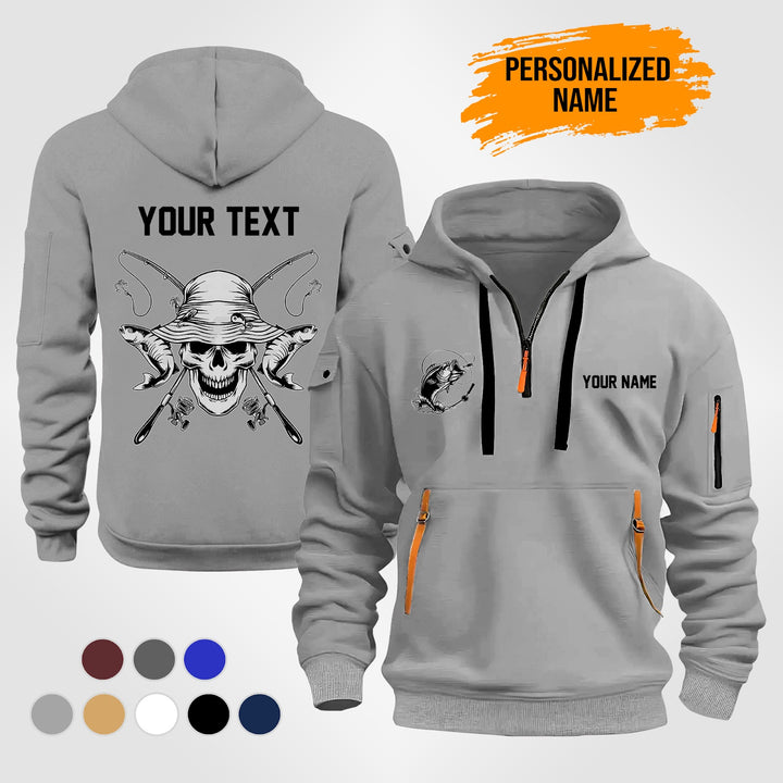 Personalized Name Fishing Quarter Zip Hoodie MS757