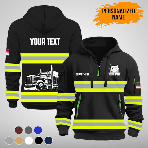 Love Semi Truck Uniform Style Top Gift Man's Quarter Zip Hoodie TY992