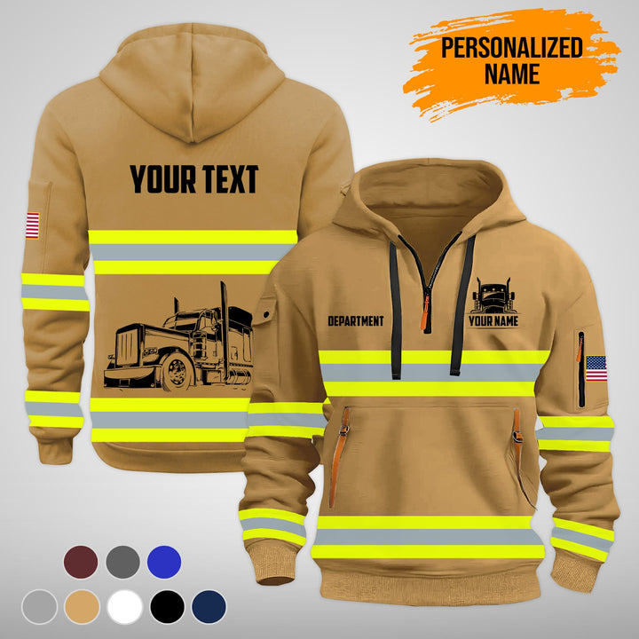 Love Semi Truck Uniform Style Top Gift Man's Quarter Zip Hoodie TY992