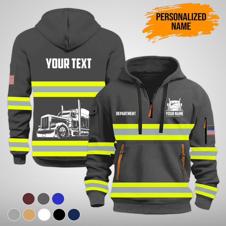 Love Semi Truck Uniform Style Top Gift Man's Quarter Zip Hoodie TY992