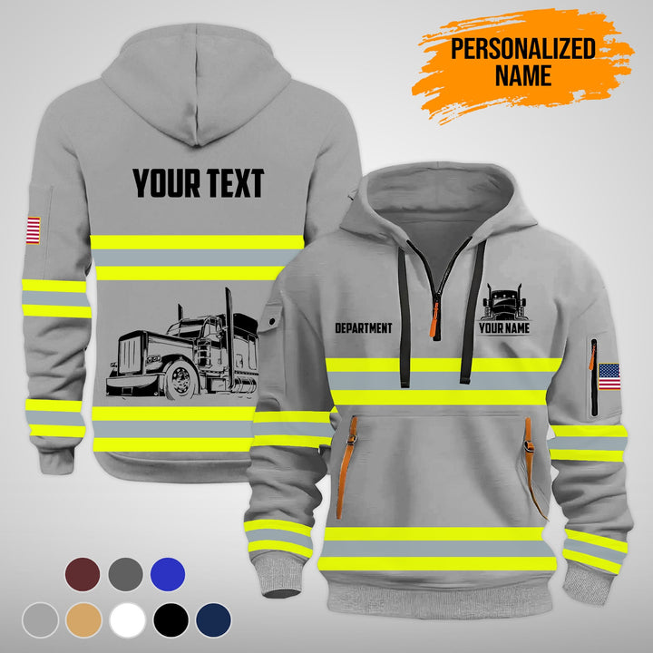 Love Semi Truck Uniform Style Top Gift Man's Quarter Zip Hoodie TY992