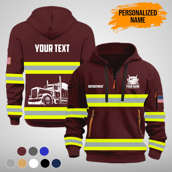 Love Semi Truck Uniform Style Top Gift Man's Quarter Zip Hoodie TY992