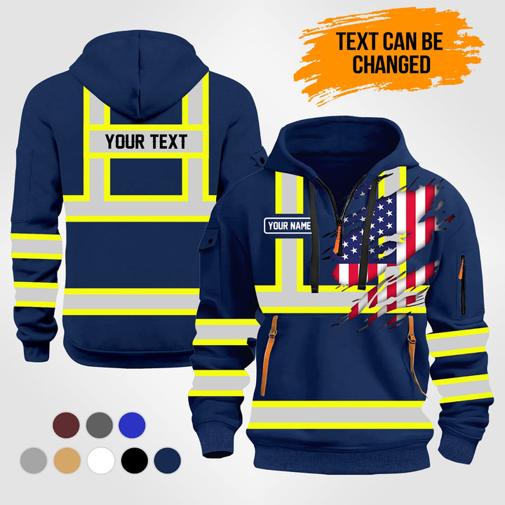 Customized Name And Text Uniform Quarter Zip Hoodie PU232