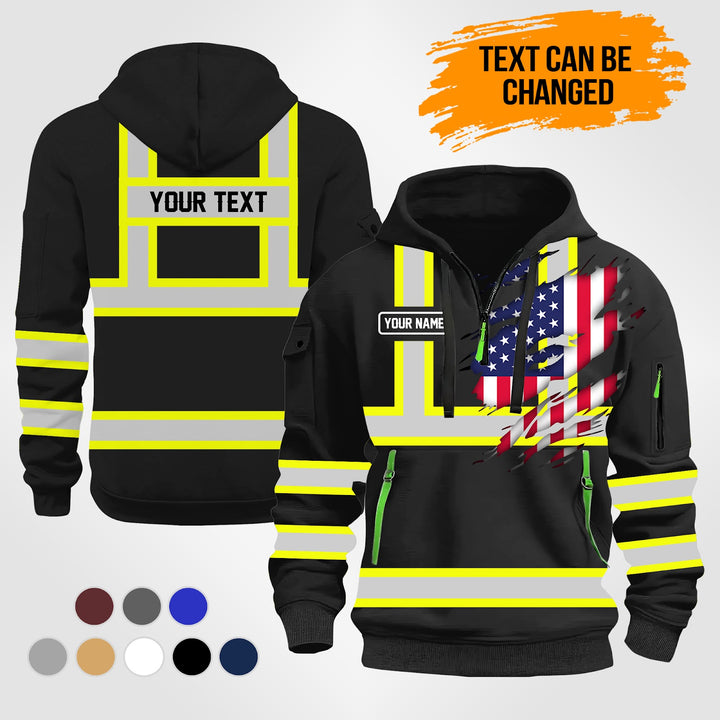 Customized Name And Text Uniform Quarter Zip Hoodie PU232