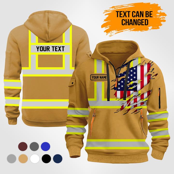 Customized Name And Text Uniform Quarter Zip Hoodie PU232