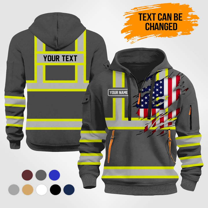 Customized Name And Text Uniform Quarter Zip Hoodie PU232