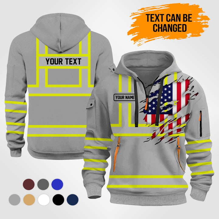 Customized Name And Text Uniform Quarter Zip Hoodie PU232