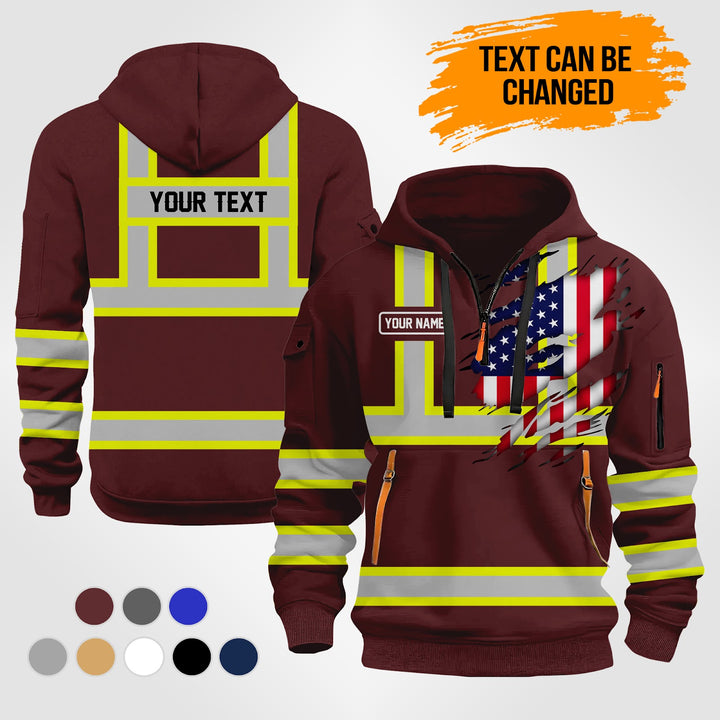 Customized Name And Text Uniform Quarter Zip Hoodie PU232