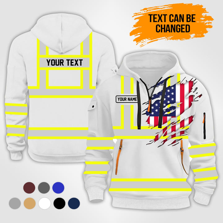 Customized Name And Text Uniform Quarter Zip Hoodie PU232