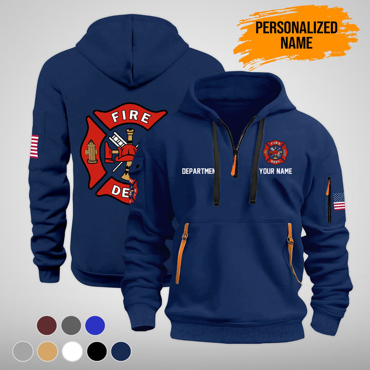 Personalized Name Love Firefighter Quarter Zip Hoodie TY898