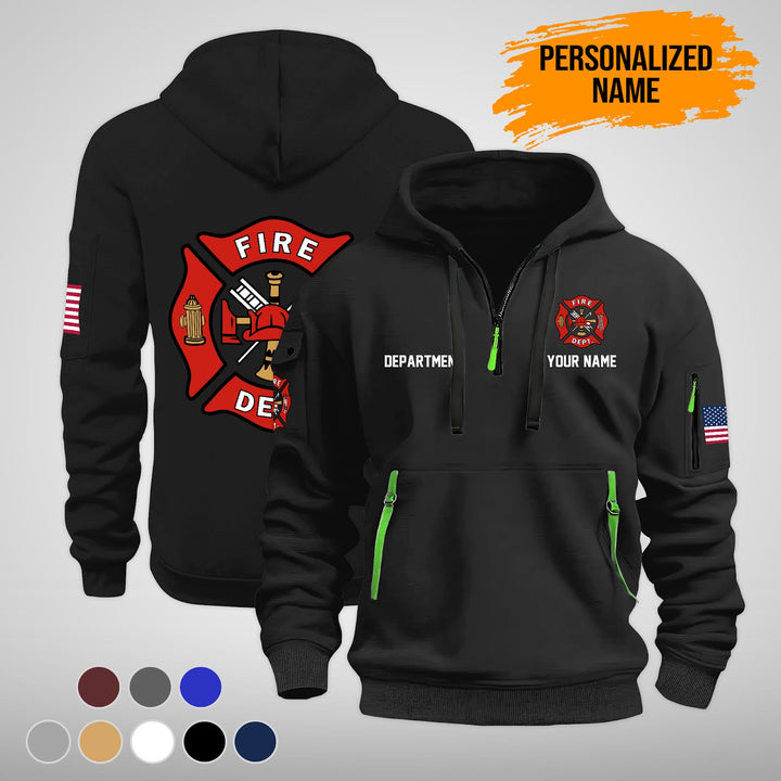 Personalized Name Love Firefighter Quarter Zip Hoodie TY898