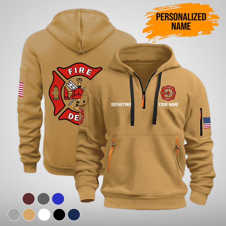 Personalized Name Love Firefighter Quarter Zip Hoodie TY898