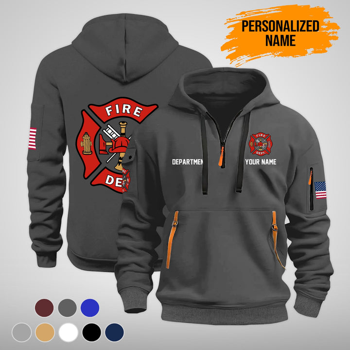 Personalized Name Love Firefighter Quarter Zip Hoodie TY898