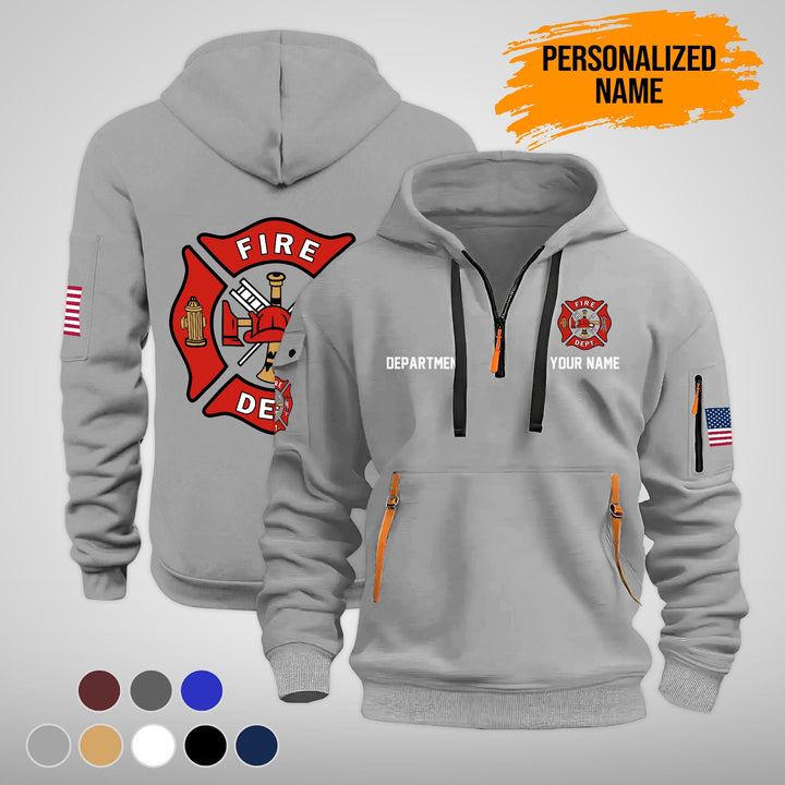 Personalized Name Love Firefighter Quarter Zip Hoodie TY898