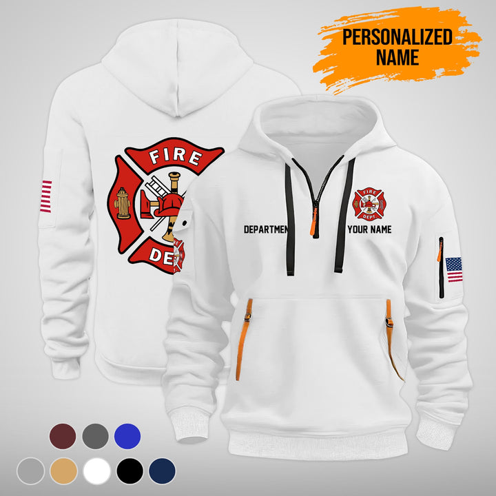 Personalized Name Love Firefighter Quarter Zip Hoodie TY898