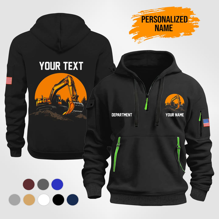 Personalized Name Heavy Equipment Quarter Zip Hoodie AS902