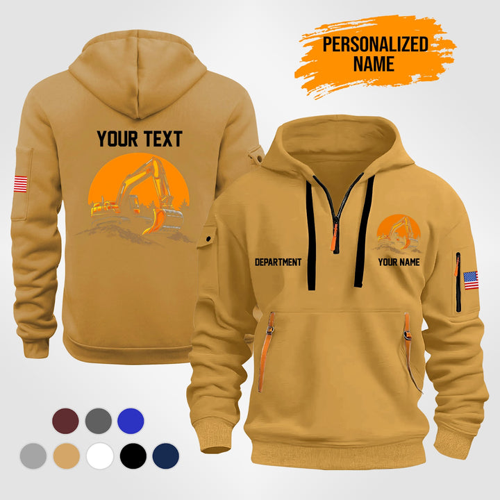 Personalized Name Heavy Equipment Quarter Zip Hoodie AS902