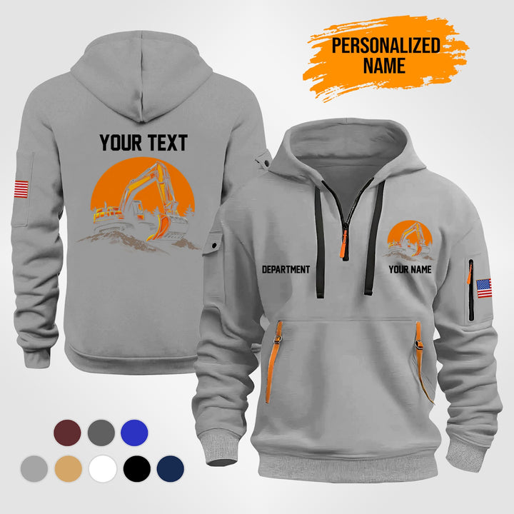 Personalized Name Heavy Equipment Quarter Zip Hoodie AS902