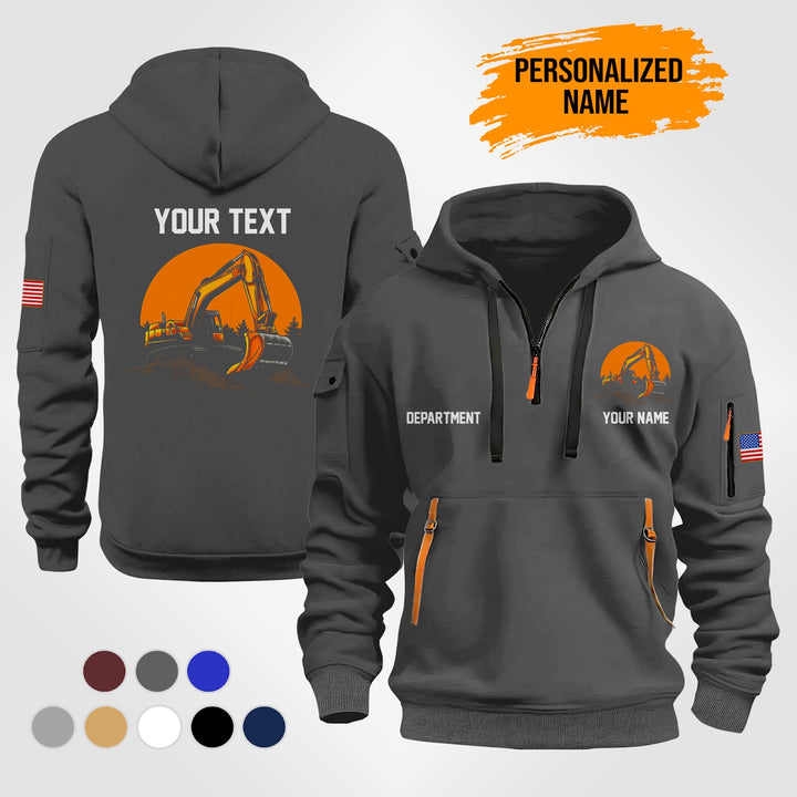 Personalized Name Heavy Equipment Quarter Zip Hoodie AS902