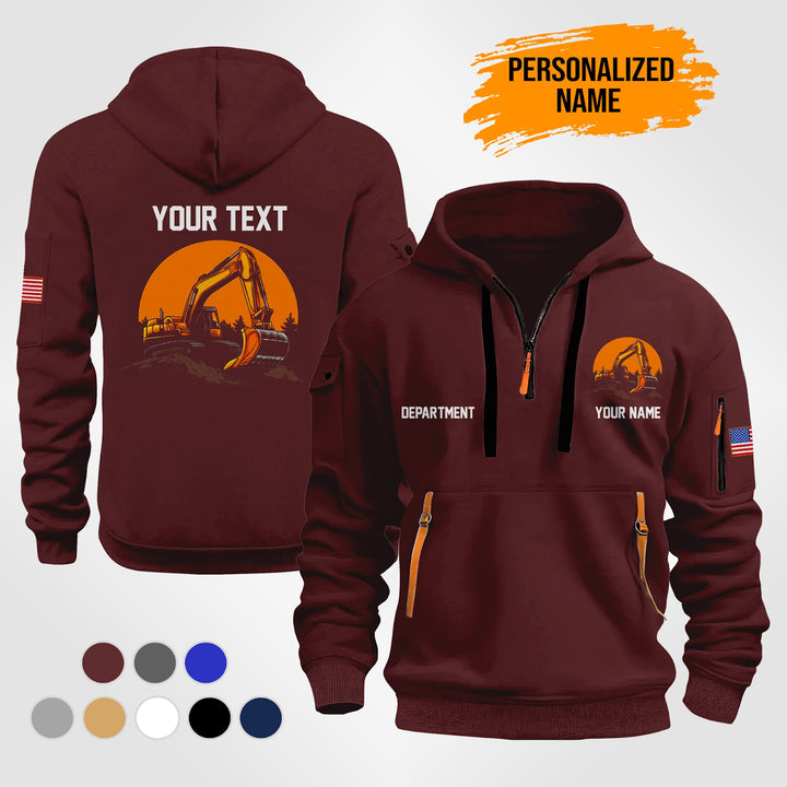 Personalized Name Heavy Equipment Quarter Zip Hoodie AS902