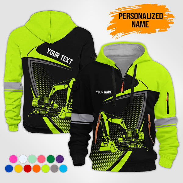 Love Heavy Equipment Uniform Style Top Gift Man Quarter 3D Zip Hoodie KS565