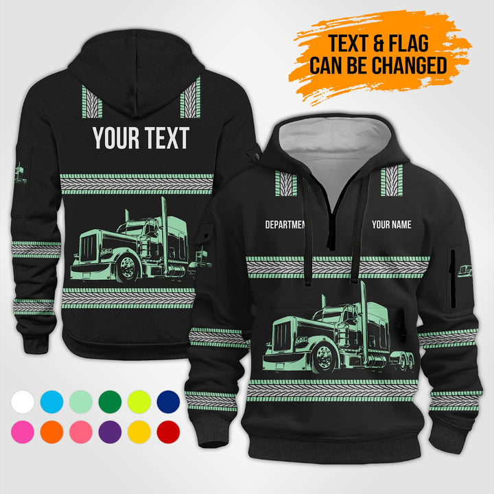 Customized Name And Color Semi Truck Uniform Uniform 3D Quarter Zip Hoodie PU352