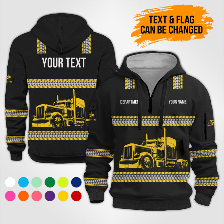 Customized Name And Color Semi Truck Uniform Uniform 3D Quarter Zip Hoodie PU352