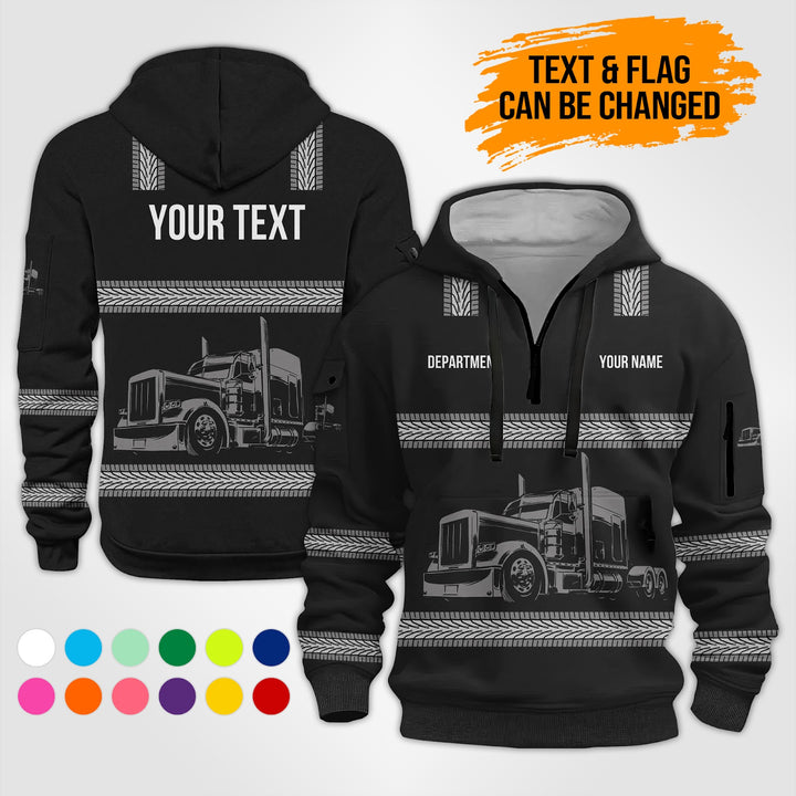 Customized Name And Color Semi Truck Uniform Uniform 3D Quarter Zip Hoodie PU352