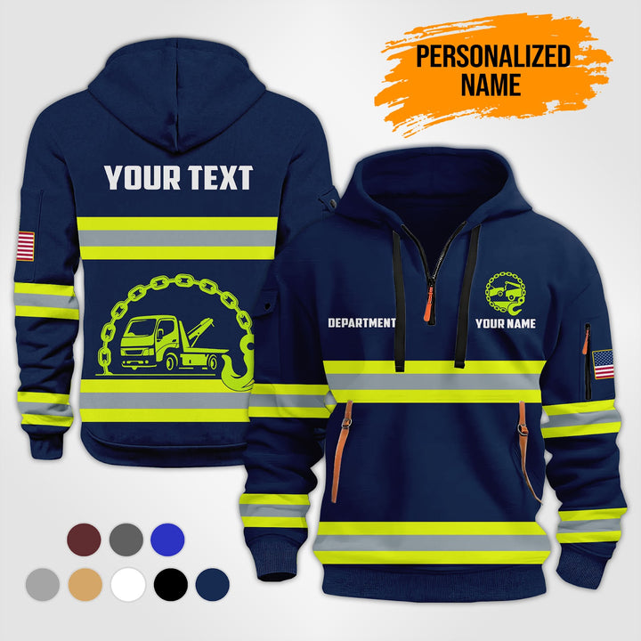 Personalized Name Tow Truck 3D Quarter Zip Hoodie MS987